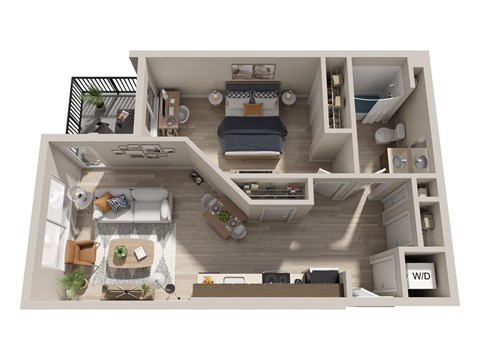 Floor plan for 1 bed, 1 bath, 780 sqft